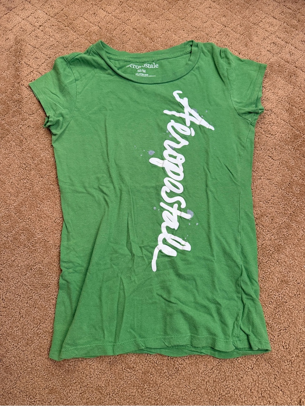 Aeropostale Green/White Logo Graphic Cotton Crew Neck T-Shirt Women’s M Y2K
